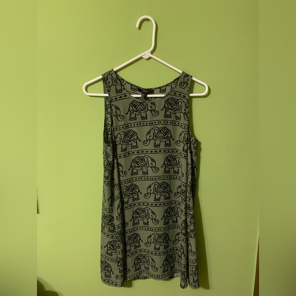 Forever 21 Green Elephant Pattern Dress
